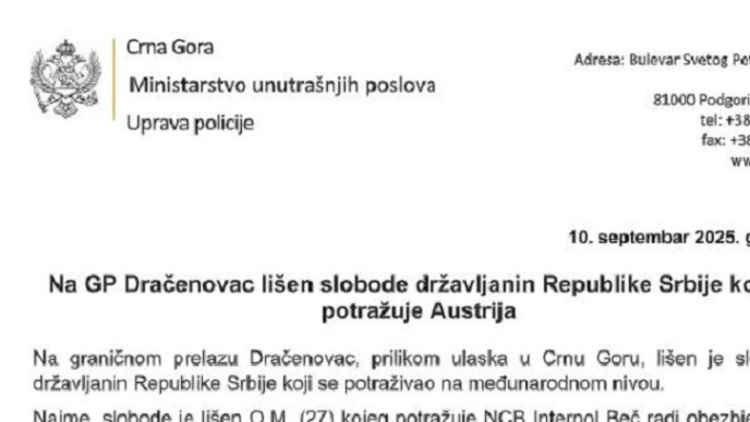 Uhapšen državljanin Srbije 