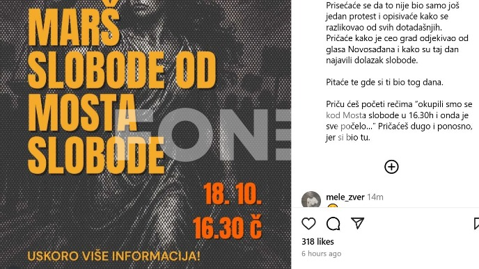 Marš slobode u subotu