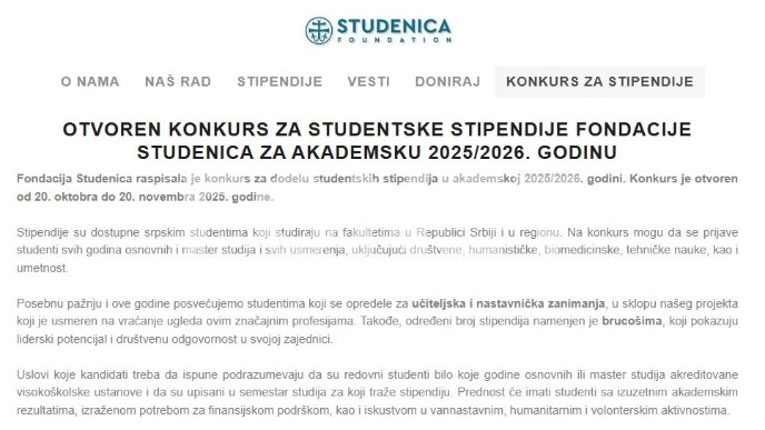 Prijave za stipendije