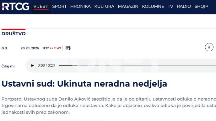 Ukinuta radna nedelja