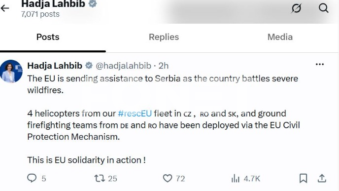 Labib: EU šalje pomoć Srbiji