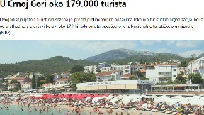 U Crnoj Gori 179.000 turista